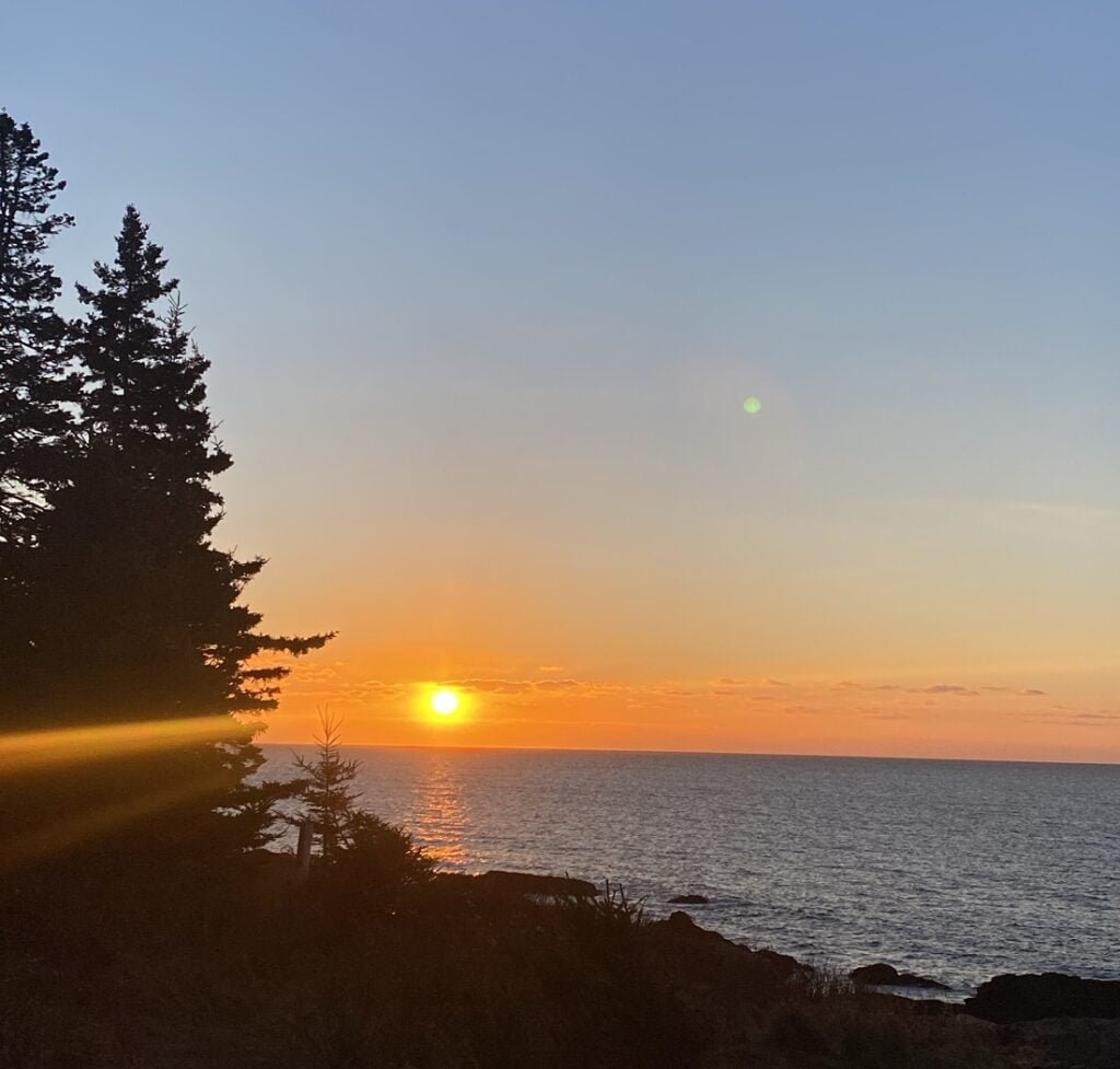 Sunrise near the coast, Acadia in winter